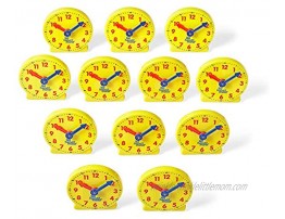 hand2mind Plastic Mini Geared Clock Learning Clock Classroom Kit Clock for Kids Learning to Tell Time Yellow Practice Clock for Kids Teaching Clock School Supplies Set of 12