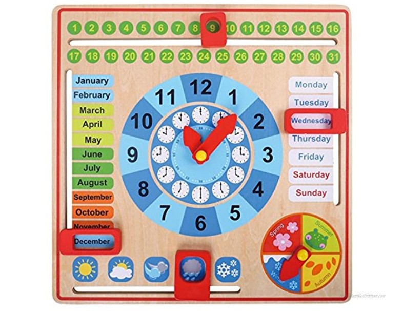Pidoko Kids Montessori Toys for Toddlers 3 Years 4 Year Old Learning Materials for Preschool All About Today Board Wooden Calendar and Learning Clock Educational Gifts for Boys and Girls