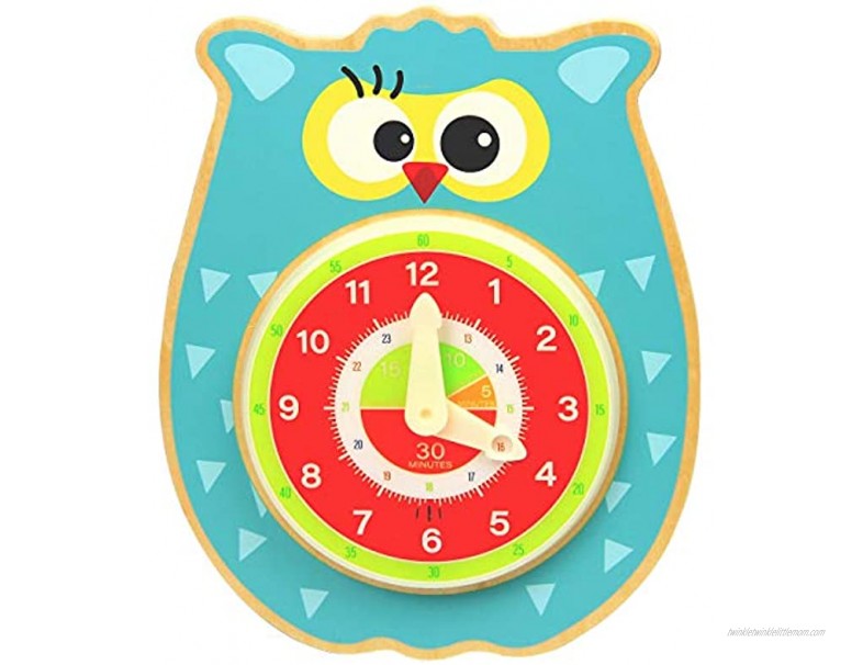 Pidoko Kids Teaching Clock Talking Quiz Owl for Children Learning to Telling time Wooden Learning Educational Toys for Toddlers Age 3 4 5 Year Old and Up