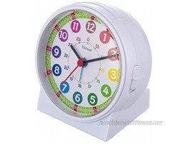 Tinload Analog Alarm Clock for Kids Telling Time Teaching Design Silent Non Ticking Increasing Beep Sounds Battery Operated Snooze and Light Functions