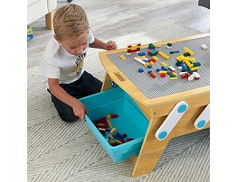 KidKraft Building Bricks Play N Store Wooden Table Children's Toy Storage with Bins 200+ Building Blocks Included Natural Gift for Ages 3+