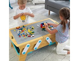 KidKraft Building Bricks Play N Store Wooden Table Children's Toy Storage with Bins 200+ Building Blocks Included Natural Gift for Ages 3+