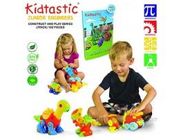 Kidtastic Set of 7 Take Apart Toys Dinosaurs Helicopter Train Truck Motorcycle STEM Building Set Engineering Kit for Boys Girls Toddlers Age 3 4 5 Year Old