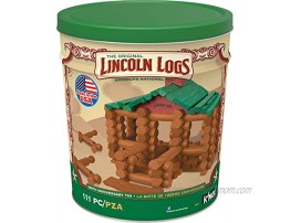 Lincoln Logs –100th Anniversary Tin-111 Pieces-Real Wood Logs-Ages 3+ Best Retro Building Gift Set for Boys Girls Creative Construction Engineering – Top Blocks Game Kit Preschool Education Toy Brown 854