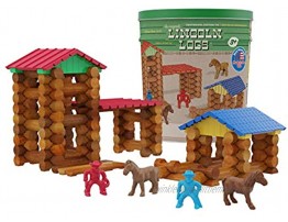 Lincoln Logs Centennial Edition Tin  Exclusive-150+ Pieces-Real Wood-Ages 3+-Best Retro Building Gift Set for Boys Girls-Creative Construction Engineering-Top Blocks Kit-Preschool Education Toy