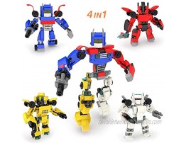 FUN LITTLE TOYS 4-in-1 Robot Building Blocks Toys for Boys 504 PCs Creative Building Bricks Goodie Bags Fillers Carnival Prizes Treasure Box Prizes for Classroom Pinata Filler