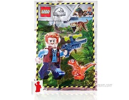 Lego Jurassic World Minifigure Owen Grady with Baby Orange Raptor Dinosaur and Tranquilizer Gun Limited Edition