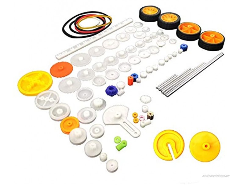EUDAX 82 pcs Plastic Gear Package Kit DIY Gear Assortment Accessories Set for Toy Motor Car Robot Various Gear Axle Belt Bushings