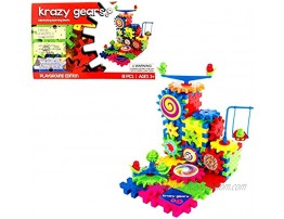 Krazy Gears Gear Building Toy Set Interlocking Learning Blocks Motorized Spinning Gears 81 Piece Playground Edition