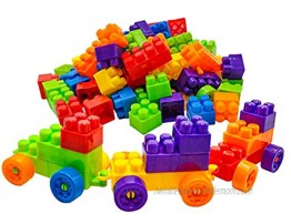 O-Toys 80 Pieces DIY Interlocking Building Blocks Toy Plastic Puzzle Construction Playset Colorful Creative Educational Stacking Blocks Toys Set for Kids
