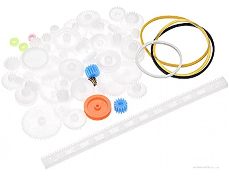 uxcell 61Pcs Plastic Gear Package Kit DIY Gear Assortment Accessories Set for Motor Robot Various Gear Axle Belt Bushings