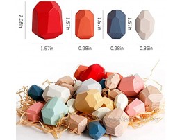 16 Balancing Wooden Blocks Multicolored Stacking Stones Building Sensory Fun for Kids Educational Toy Enhances Motor Skills Learning Color and Shape Recognition for Toddlers