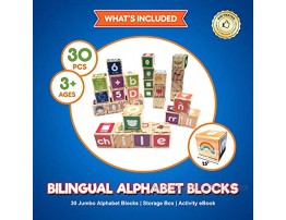 Alphabet Blocks Toys for Toddlers Jumbo Bilingual Educational Toys for 2 Year Olds Stacking Toys & ABC Games for Kids 3 4 5 with 30 Wooden Blocks Toddler Learning Activities eBook