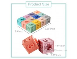 Baby Blocks Soft Building Stacking Blocks,Teething Chewing Squeeze Early Educational Toys with Number Animals Textures Fruits,Learning Math and Color Toy Gift for Boys and Girls