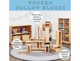 ECR4Kids-ELR-0342 Oversized Hollow Wooden Block Set for Kids’ Play Natural 18-Piece Set of Wood Blocks Building Blocks Wooden Toys Toddler Building Toys Building Blocks for Toddlers