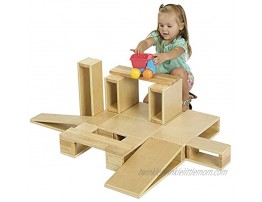ECR4Kids-ELR-0342 Oversized Hollow Wooden Block Set for Kids’ Play Natural 18-Piece Set of Wood Blocks Building Blocks Wooden Toys Toddler Building Toys Building Blocks for Toddlers