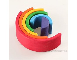 Grimm's Wooden Small Rainbow Stacking Toy 6pcs Mini Wooden Rainbow Blocks Stacker