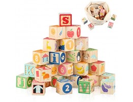 Joqutoys Wooden ABC Building Blocks for Toddlers 1-3 Wood Alphabet Number Baby Blocks for Stacking 26 PCS Preschool Learning Educational Games Montessori Sensory Toys for Boys and Girls Gifts 1.65