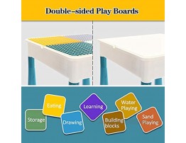 KIDCHEER 7-in-1 Kids Multi Activity Table & 2 Chairs Set Building Blocks Toy Compatible Storage Table for Toddlers Learning & Playing Water & Sand Game Activities with 100PCS Building Blocks