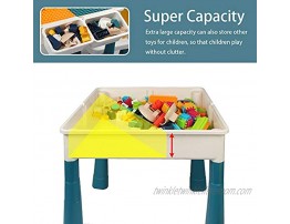 KIDCHEER 7-in-1 Kids Multi Activity Table & 2 Chairs Set Building Blocks Toy Compatible Storage Table for Toddlers Learning & Playing Water & Sand Game Activities with 100PCS Building Blocks