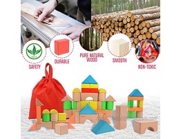 Large Wooden Building Blocks Set Educational Preschool Learning Toys with Carrying Bag Toddler Blocks Toys for 3+ Year Old Boy and Girl Gifts .