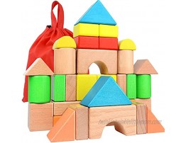 Large Wooden Building Blocks Set Educational Preschool Learning Toys with Carrying Bag  Toddler Blocks Toys for 3+ Year Old Boy and Girl Gifts .