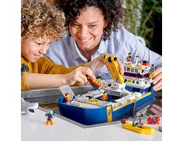 LEGO City Ocean Exploration Ship 60266 Toy Exploration Vessel Mini Helicopter Submarine Shipwreck with Treasure Lifeboat Stingray Shark Plus 8 Minifigures 745 Pieces