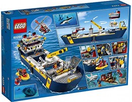 LEGO City Ocean Exploration Ship 60266 Toy Exploration Vessel Mini Helicopter Submarine Shipwreck with Treasure Lifeboat Stingray Shark Plus 8 Minifigures 745 Pieces