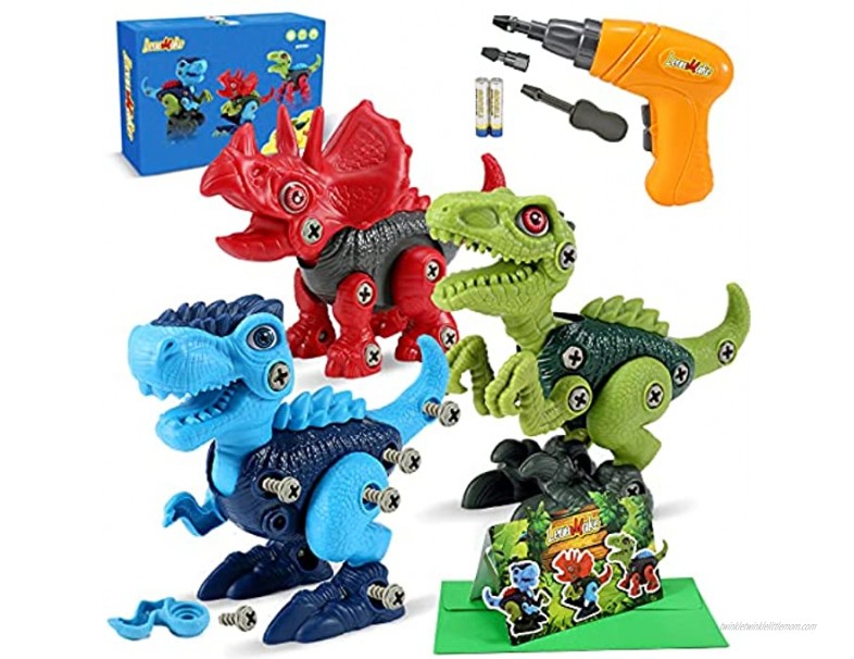 LeonMake Kids Toys Dinosaur Toys: Take Apart Dinosaur Toys for Kids 3-5 with Electric Drill | STEM Toys for Age 3 4 5 6 7 Year Old Boys Girls | Birthday Gifts Christmas Stocking Stuffers for Kids
