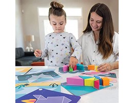 Nicely Kids 114 Pcs Foam Building Blocks for Kids & 30 Pc. Tangram Shape Puzzle Cards for Boys Girls Non Toxic EVA Foam Blocks for Toddlers 1-3 Includes Soft Stackable Waterproof Bright Colors