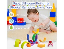 Rainbow Stacking Toys Nesting Puzzles Educational Toys Creative Rainbow Color Baby Silicone Building Blocks Rainbow Arch Baby Toys