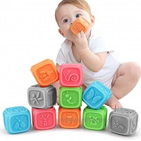 TUMAMA Baby Blocks,Soft Baby Building Blocks for Toddlers,Chewing Toys Educational Baby Bath Toys Play with Numbers Shapes Animals ,Letters for 0-3 Years