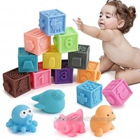 YUTIN Baby Blocks 16 PCS Soft Stacking Building Block Set for Toddlers Boys Girls Teething and Squeeze Toy Gift for 6 to 12 Months Up Infants Age 1 Year Old