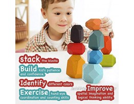 ZaxiDeel Wooden Stacking Building Blocks Rock Set 10pcs Lightweight Natural Rainbow Color Balancing Blocks for Toddlers and Kids Educational Learning Toy for Boys & Girls with an Exquisite Box