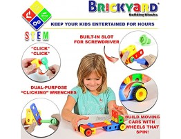 Brickyard Building Blocks STEM Toys Educational Building Toys for Kids Ages 4-8 w 101 Pieces Kid-Friendly Tools Full-Color Design Guide and Toy Storage Box