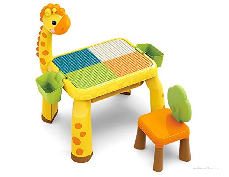 GobiDex Multi Kids Activity Table Set with Light 7 in 1 Toddler Table and Chair Set Compatible with Building Block Table Play Table Sand Table and Water Table for Boys Girls