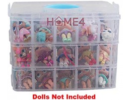 HOME4 No BPA Storage Organizer Carrying Case Box 30 Adjustable Compartments Compatible with Small Dolls LOL Toys Bead Beyblade Hot Wheels Tool Craft Sewing Jewelry Hair Accessories Clear
