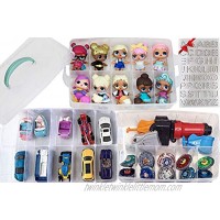 HOME4 No BPA Storage Organizer Carrying Case Box 30 Adjustable Compartments Compatible with Small Dolls LOL Toys Bead Beyblade Hot Wheels Tool Craft Sewing Jewelry Hair Accessories Clear