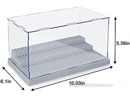 KKU Display Case for Figures Minifigure Display Case Box Storage 10 X 6.1 X 5.4 Action Figures Blocks for Display with 3 Movable Steps