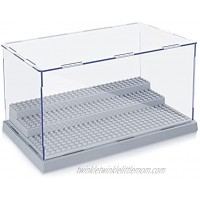 KKU Display Case for Figures Minifigure Display Case Box Storage 10 X 6.1 X 5.4 Action Figures Blocks for Display with 3 Movable Steps