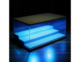 Lingxuinfo Display Case Dustproof Showcase Dust Cover for Brick Figures 3 Steps Acrylic Display Box Storage Box Dust Proof Show Box with LED Lights- Flash Version