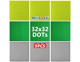 MKTOYS Classic Baseplates Base Plates for Building Bricks Mat 100% Compatible with Major Brands Building Base Accessories for Kids and Adults 10 x 10 Pack of 9 Pieces Multicolored