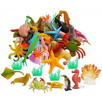 42pcs Mini Ocean Animals Toys Realistic Plastic Sea Creature Figure Toys Fake Under The Sea Creatures Bath Toys for Kids Toddlers