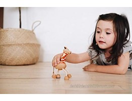Anamalz Giraffe Wooden Animal Toy for Toddlers Fun and Posable Giraffe for Early Learning Montessori and STEM Smooth Natural Wood Boys and Girls