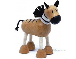Anamalz Zebra Wooden Animal Toy for Toddlers Fun and Posable Zebra for Early Learning Montessori and STEM Smooth Natural Wood Boys and Girls