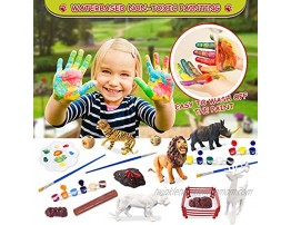 Animals Toys for Kids DIY Arts Crafts Gifts for Age 3 4 5 6 7 + Years Old Boys Girls Toddlers Painting Animals Tiger Figurines Realistic Jungle Wild Zoo Animals Figures Playset with Big Playmat