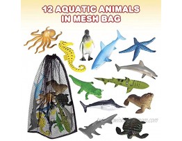 ArtCreativity Aquatic Sea Animal Assortment in Mesh Bag Pack of 12 Sea Creature Figurines in Assorted Designs Bath Water Toys for Kids Ocean Life Party Décor Party Favors for Boys and Girls