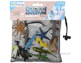 ArtCreativity Aquatic Sea Animal Assortment in Mesh Bag Pack of 12 Sea Creature Figurines in Assorted Designs Bath Water Toys for Kids Ocean Life Party Décor Party Favors for Boys and Girls