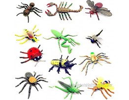 Guaishou Insect Toy Plastic Model Lifelike Assorted Figures Realistic Insects Toys 12 PCS Bee Beetle Mantis Spider Ladybug
