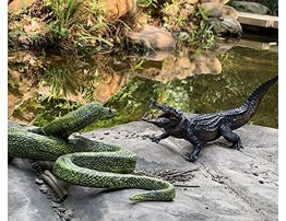 Higherbros 2Pcs Safari Animal Toys Crocodile and Python Set Natural World Action Figures Wildlife Figurines Birthday Cake Topper Party Gifts Home Decoration for Kids（Alligator & Boa Constrictor